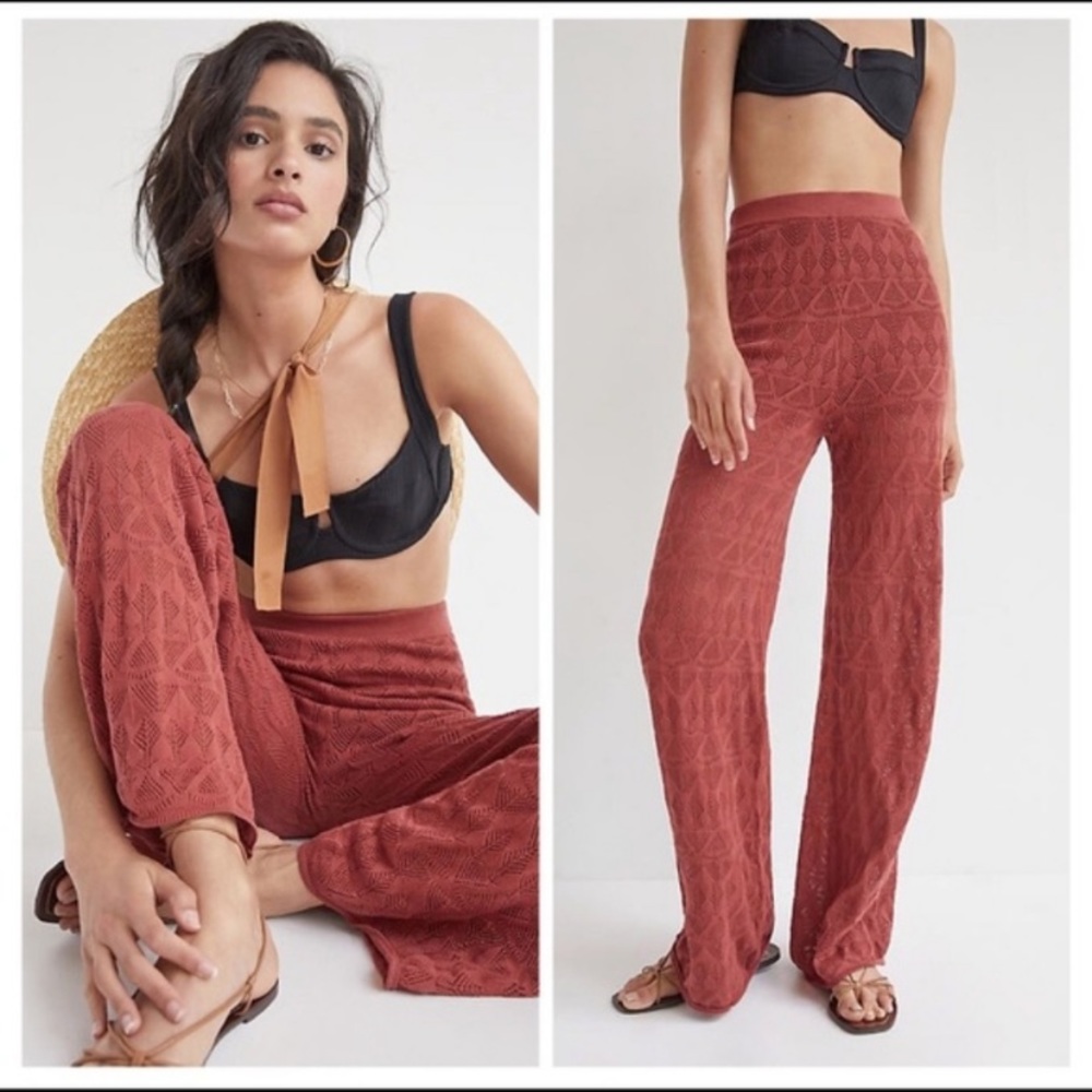 Anthropologie Terracotta Wide Leg Pants